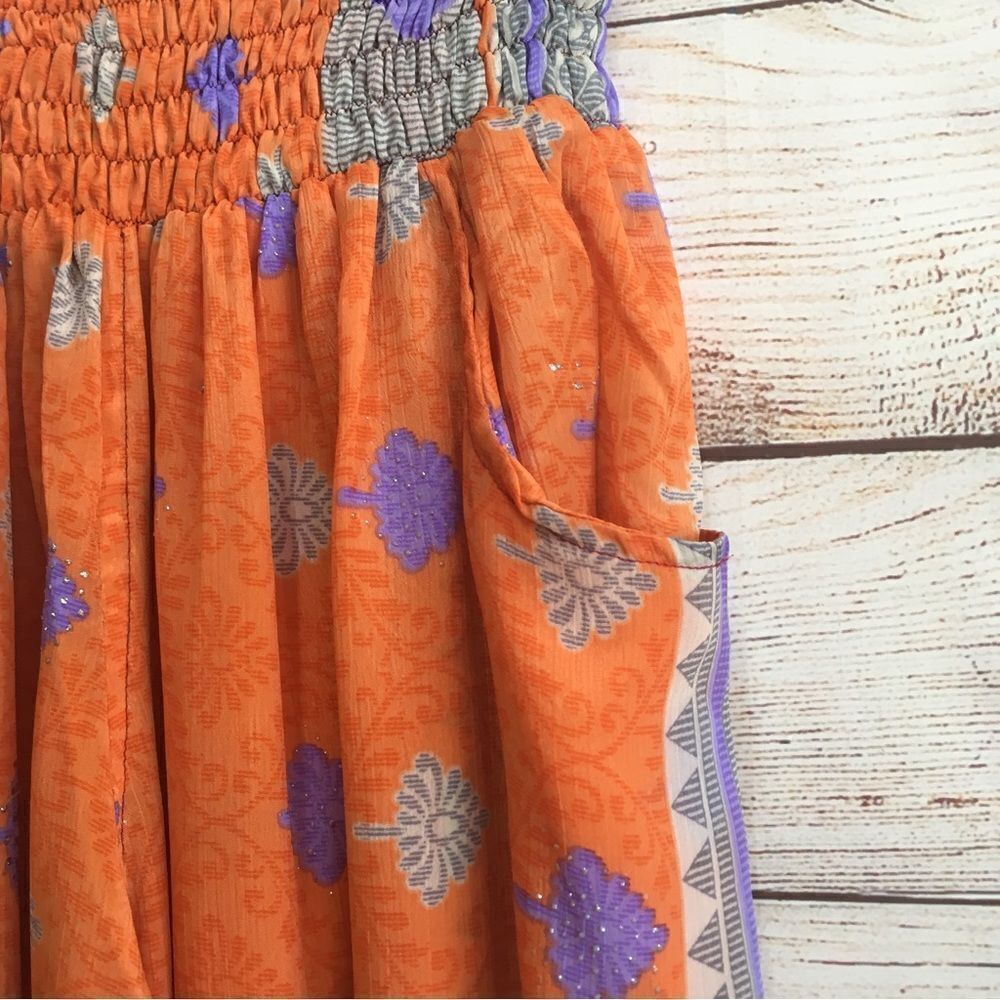 EARTHBOUND TRADING HAREM PANTS IN ORANGE AND PURPLE - Picture 4 of 9